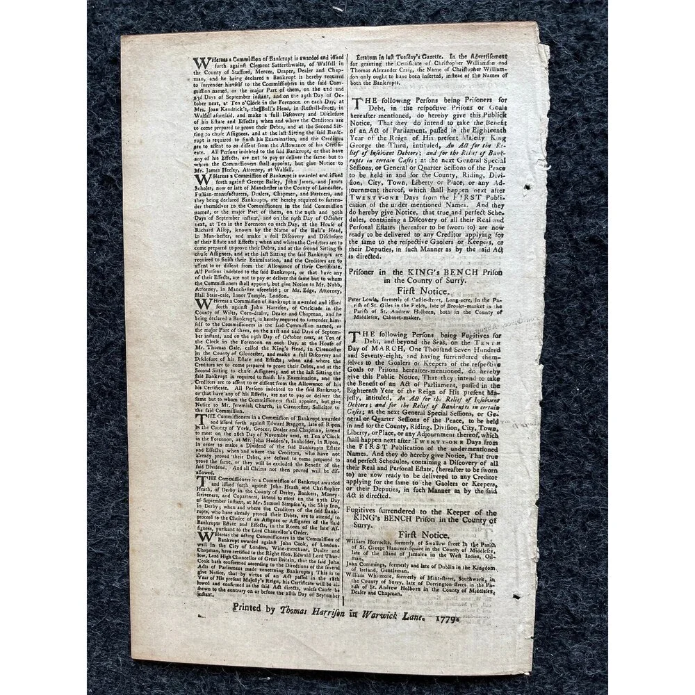 1779 British East India Company, London Gazette, History Wall Art, Original Ant
